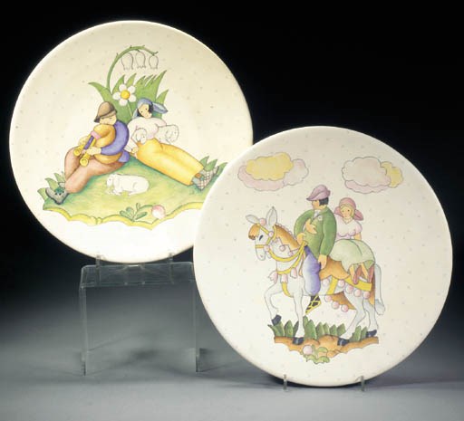 A pair of Lenci pottery chargers