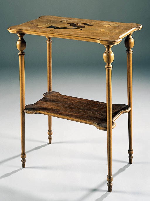 A GALLÉ MARQUETRY TWO-TIER TABLE