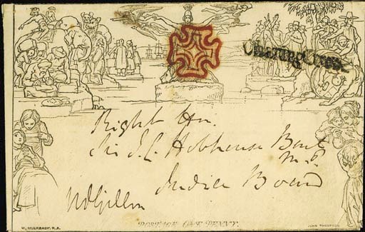 cover 1d. envelope, A180, used locally in London, cancelled by superb strike of the red Cross with good black straight-line "Charing Cross" at right, the reverse with very fine red London datestamp for 9 May 1840; two creases but not detracting from this fine and most attractive early May usage. Photo
