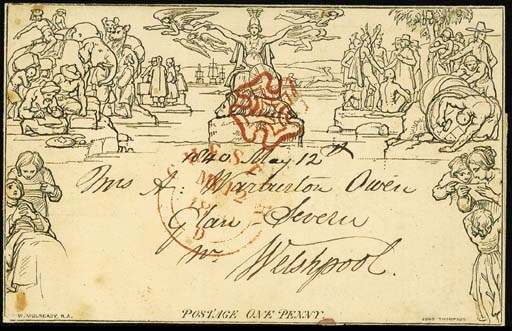 cover 1d. letter sheet, A18, addressed to near Welshpool and cancelled by fine strike of the orange-red Cross, showing "CHESTER" double-arc datestamp of 12 May 1840 below in the same colour; a few light tone spots do not detract. Most appealing. Photo