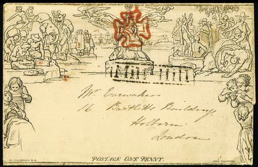 cover A9, used to Holborn dated 15 June 1840, cancelled by very fine strike of the red Cross and showing very fine black framed "Mill Hill" below, arrival datestamp on reverse; minor address panel imperfections not detracting. Most attractive. Photo