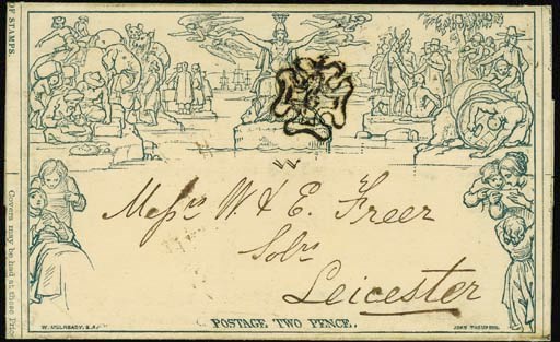 cover a104, addressed to Leicester (with original enclosure on headed Clerical, Medical and General paper), cancelled by fine strike of the "6" in Maltese Cross, the reverse with London and Leicester datestamps of 10 and 11 June 1843 respectively; fine and most attractive. Photo