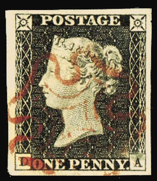 used  DA, constant variety, traces of plate wear, large to enormous margins, very neat light strike of the red Cross; fine and extremely attractive. Photo