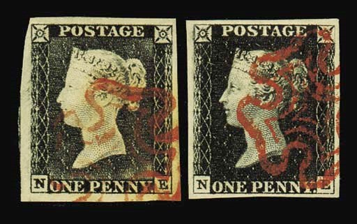used  NE, plate 1b, NE, retouched corner letter N, good to very large or enormous margins, very neatly cancelled; fine, the plate 1b of stunning appearance. Photo