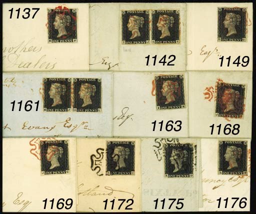 cover EJ-EK pair, EJ showing non-coincident re-entry resulting in recut and enlarged corner letters, good to large margins, lightly cancelled on entire from Kirkwall to Edinburgh, the reverse with very fine strike of the framed "KIRKWALL/AU 15/1840" datestamp in red; fine and extremely attractive. Photo