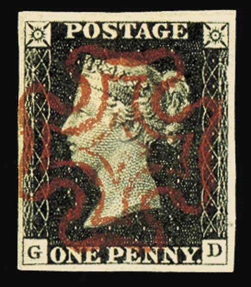 used  GD, small to large margins, beautifully cancelled by complete central upright strike of the red Cross; fine and extremely attractive. Photo