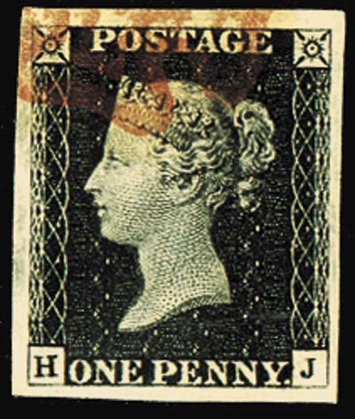 used  HJ, large to very large margins, very neatly cancelled in red leaving profile almost clear; fine and extremely attractive. Photo