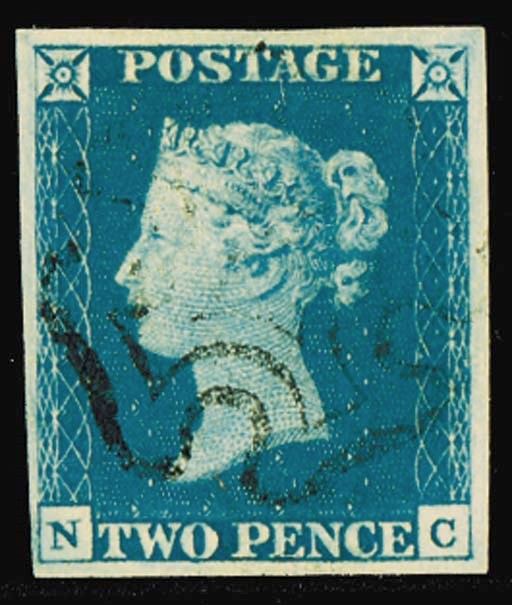 used  NC, re-entry, rich mid-blue shade, small to large margins, very lightly cancelled in black; fine and most appealing. Photo