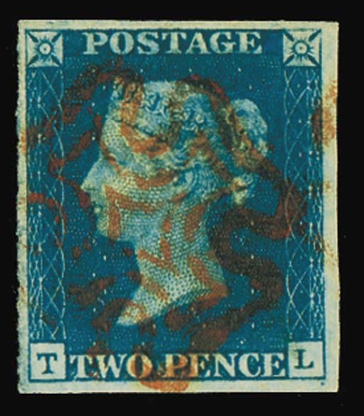 used  TL, in a rich mid-blue shade, good to very large margins, neat central strike of the red Cross; trace of diagonal paper wrinkle. Fine and attractive. Photo