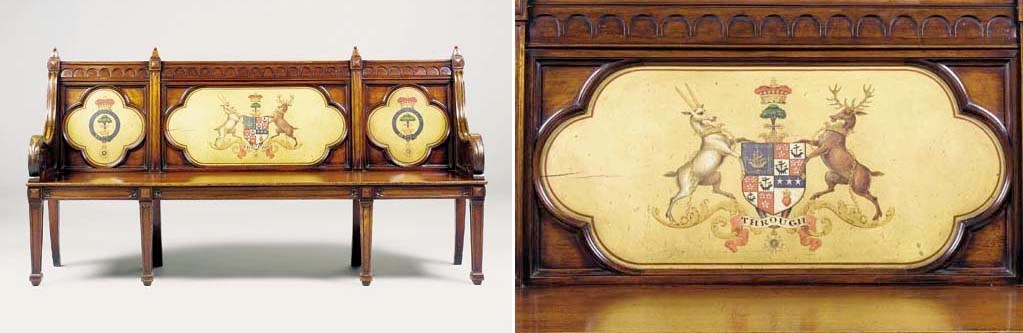 A GEORGE III MAHOGANY HALL BENCH