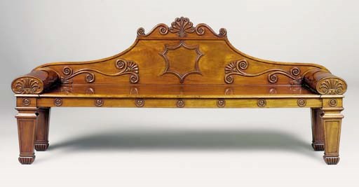 A GEORGE IV MAHOGANY HALL BENCH