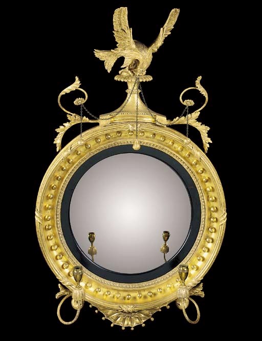 A REGENCY GILTWOOD AND EBONISED TWO-LIGHT GIRANDOLE