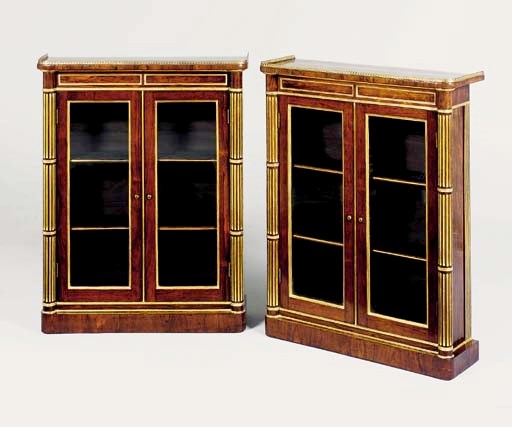 A PAIR OF GEORGE IV ROSEWOOD AND PARCEL-GILT SIDE CABINETS