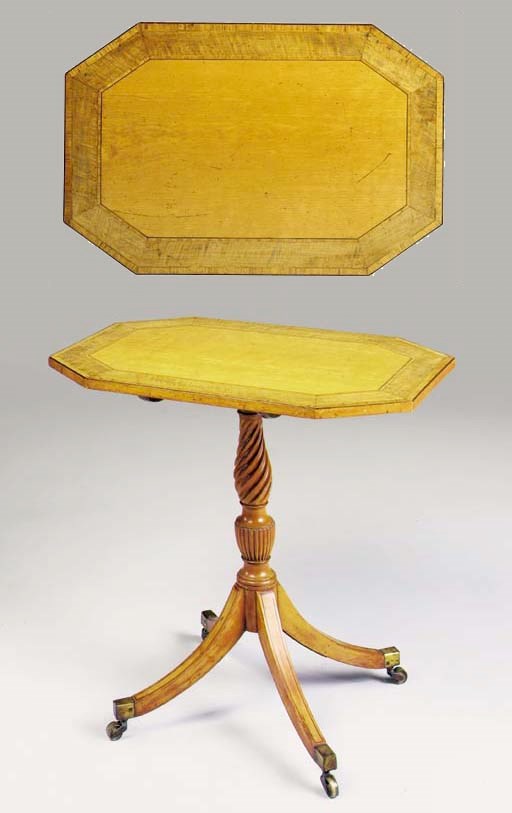 A GEORGE III SATINWOOD PEDESTAL TABLE