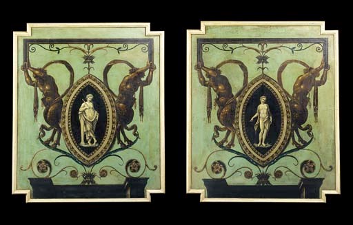 A PAIR OF ITALIAN PAINTED PANELS