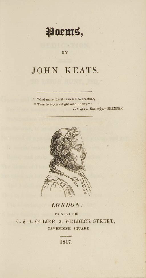 KEATS, John (1795-1821). Poems. London: C. & J. Ollier. 1817.