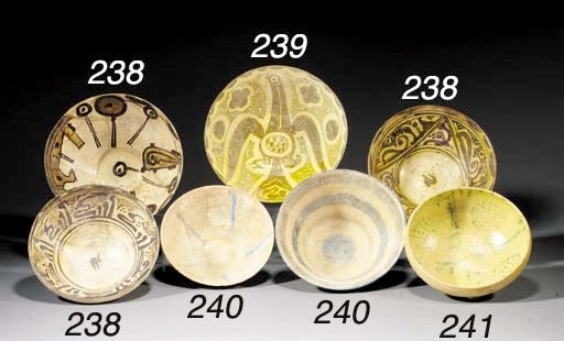 Three Nishaour pottery bowls
10th century