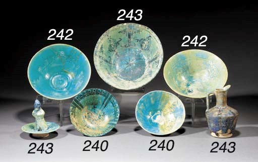 A Kashan turquoise glazed flaring pottery bowl
12th/13th century