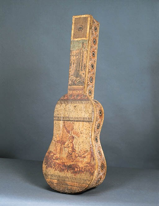 AN ITALIAN NEOCLASSIC PAPIER-PEINT MANDOLIN CASE