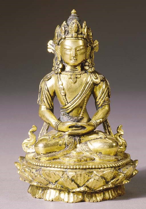 a mongolia gilt-bronze figure of amitayus