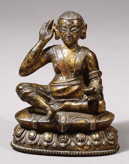 a tibetan bronze figure of mi.la.ras.pa