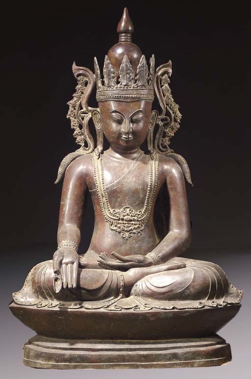 a monumental burmese, shan style, bronze figure of bhaisajyagura
