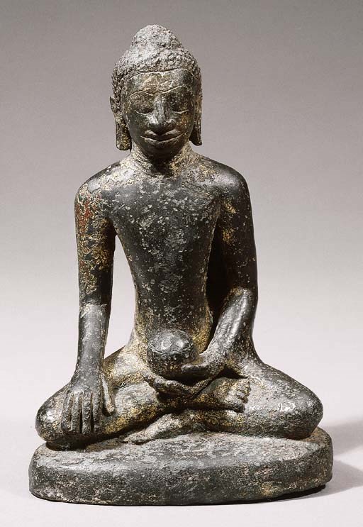 a mon-dvaravati bronze figure of buddha shakyamuni