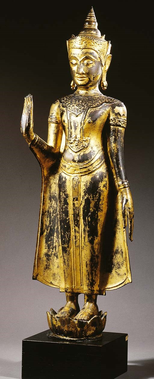 a thai, ayutthaya style, bronze figure of buddha shakyamuni