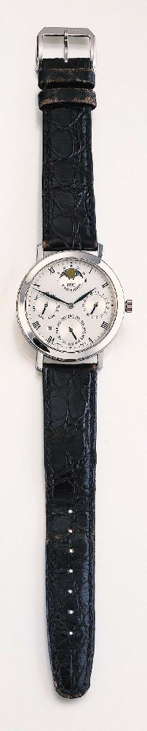 IWC. A PLATINUM PERPETUAL CALENDAR WRISTWATCH WITH PHASES OF THE MOON