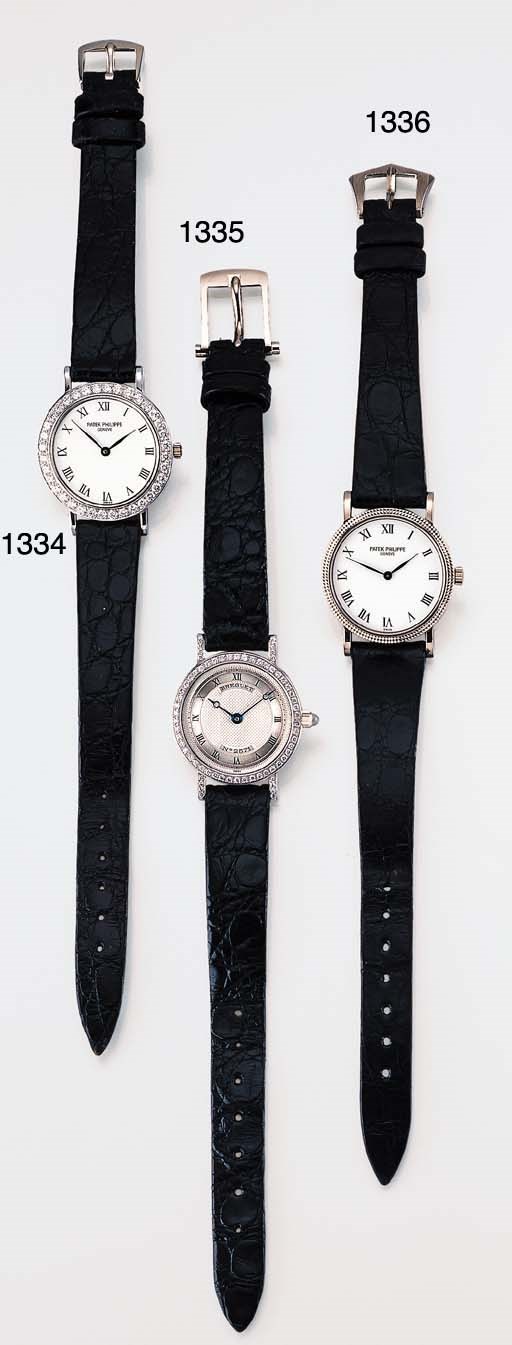 PATEK PHILIPPE. A FINE LADY'S 18K WHITE GOLD WRISTWATCH