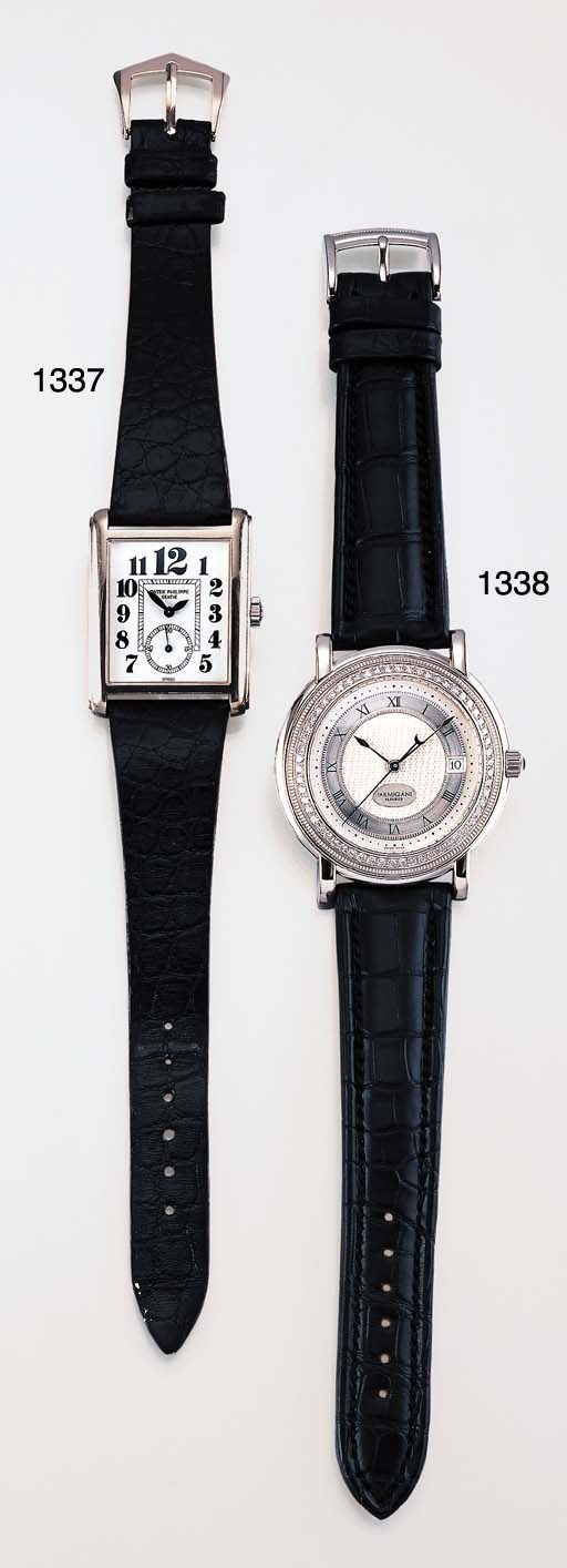 PARMIGIANI. A FINE PLATINUM AND DIAMOND-SET SELF-WINDING WRISTWATCH WITH SWEEP CENTRE SECONDS AND DATE