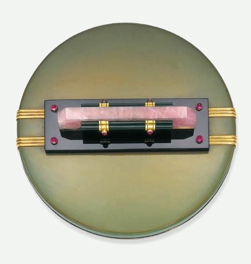 AN ART DECO ENAMEL AND GEM-SET HAND MIRROR, BY VAN CLEEF & ARPELS, VERGER FRERES