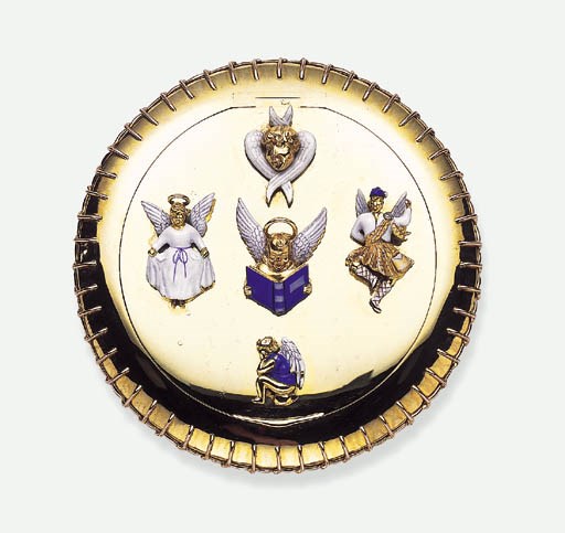 AN AMUSING ENAMEL AND GOLD POWDER COMPACT, BY PAUL FLATO