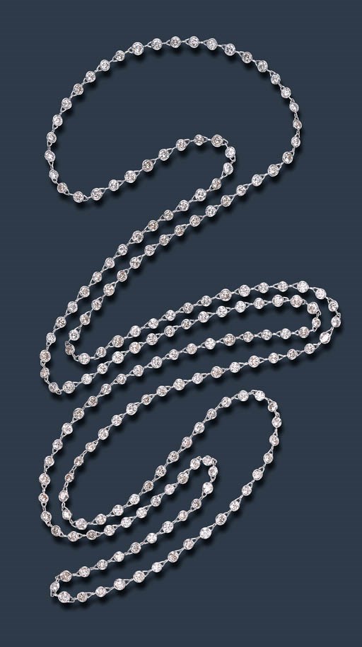 A DIAMOND COLLET LONGCHAIN NECKLACE