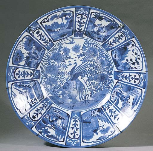 An Arita blue and white charger