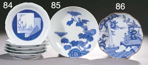 An Arita blue and white plate