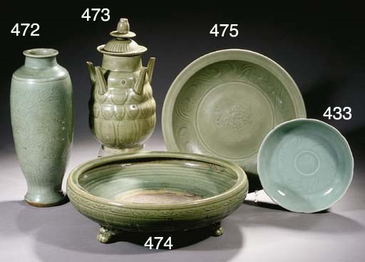 A celadon baluster vase