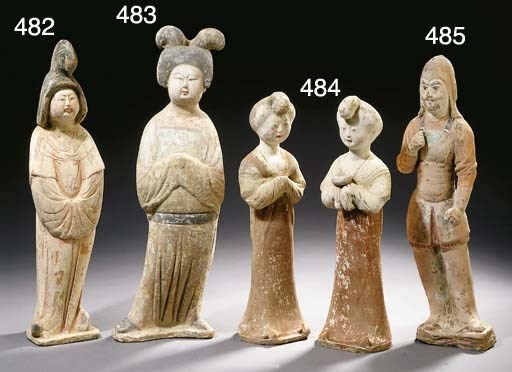 A painted red pottery figure of a court lady