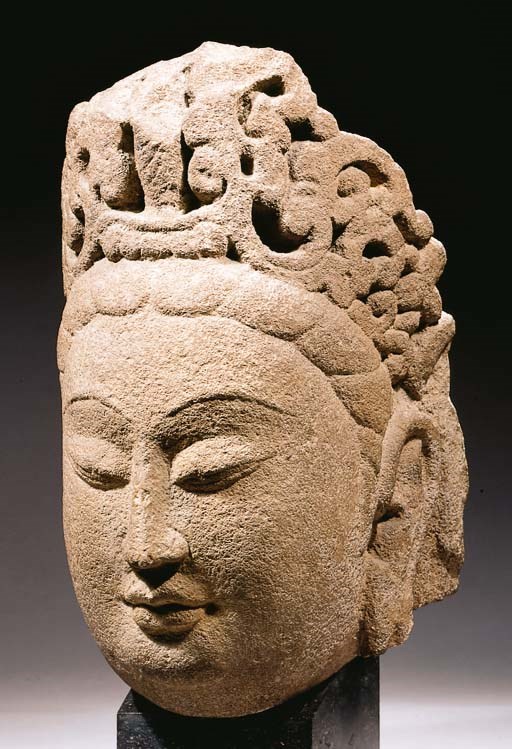 A stone head of a Guanyin
