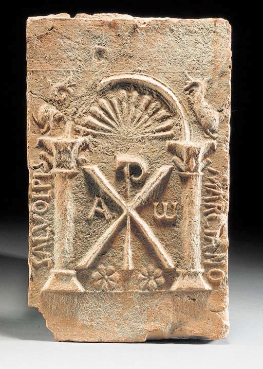 A BYZANTINE DEDICATORY TERRACOTTA RELIEF TILE FOR BISHOP MARCIANUS