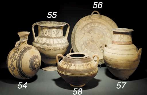 A LARGE CYPRIOT BICHROME WARE SQUAT JAR