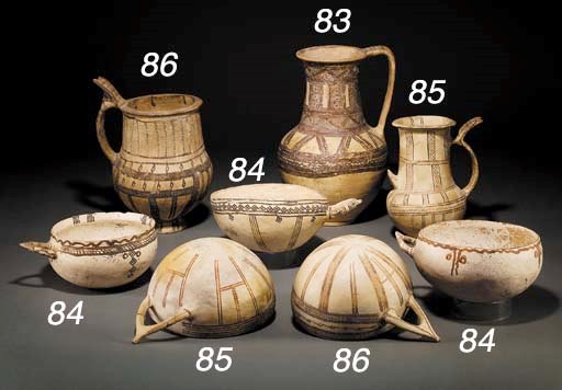 A CYPRIOT WHITE SLIP WARE 'TANKARD' JUG AND 'MILK' BOWL