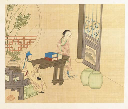 Ten erotic paintings from a series
19th century