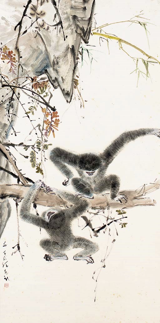 Chen Wenxi (d.1991), a scroll in ink and colour on paper