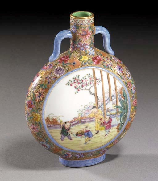 A small famille rose moonflask
Early 20th Century