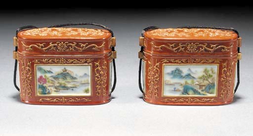 A pair of oval boxes and covers
20th century