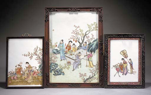 A famille rose rectangular plaque
19th century