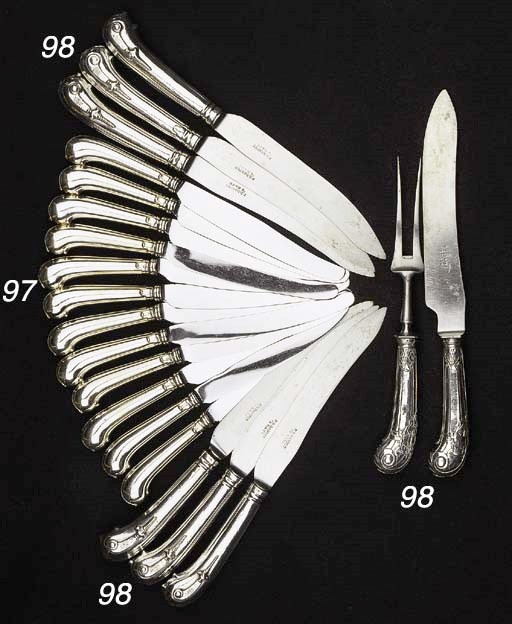 Twelve small Dutch silver pistol handled knives