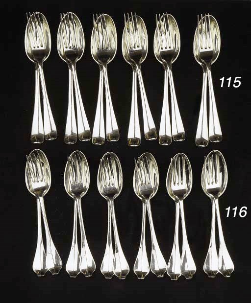 Six Dutch silver table forks and spoons