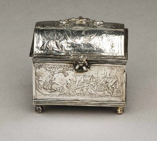 A Dutch silver marriagecasket